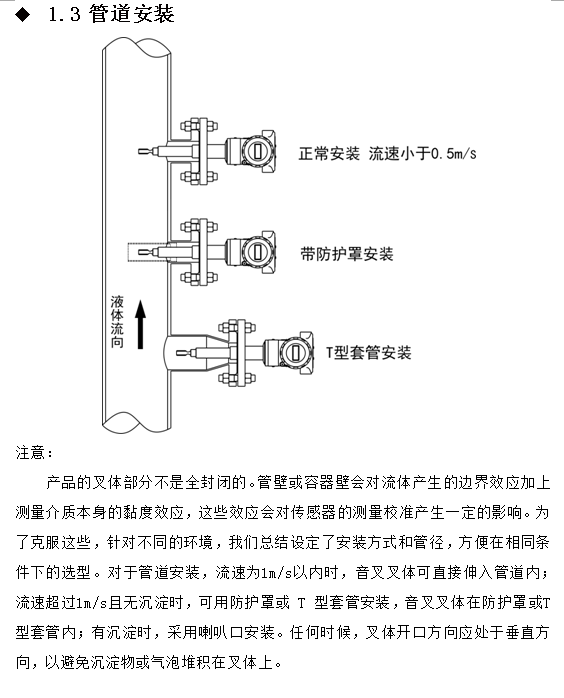 在線密度濃度計管道安裝要求